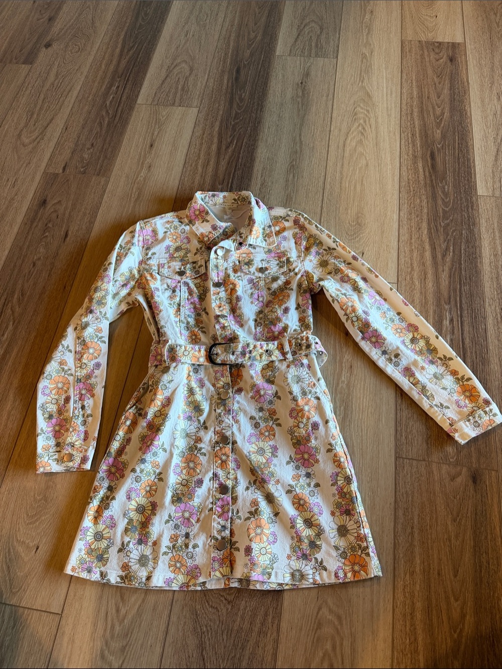 NWT Floral Denim Shirt Dress with Belt